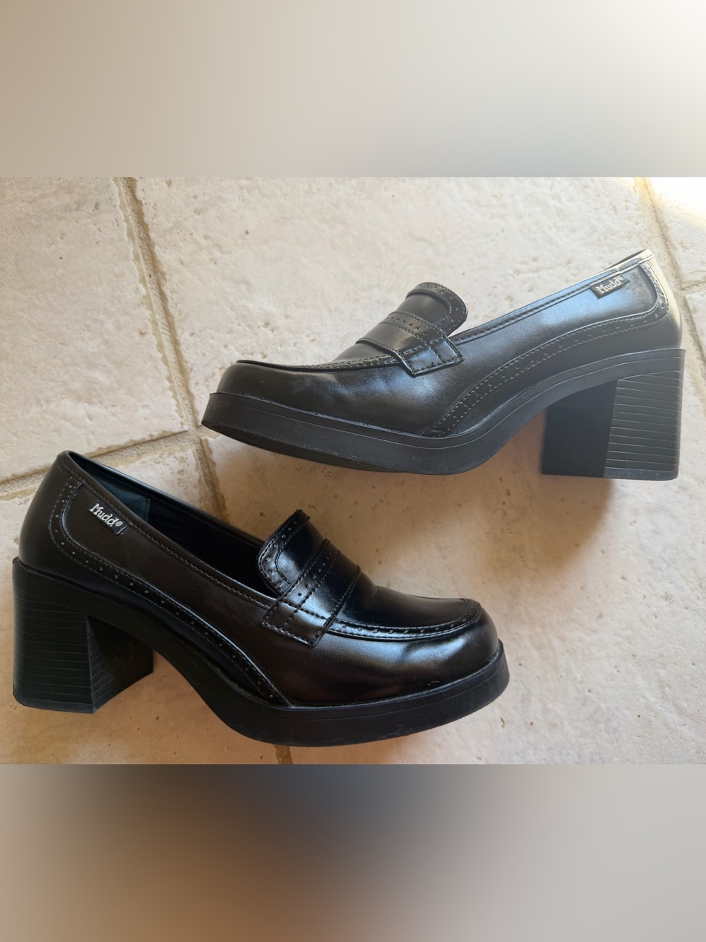 Vintage MUDD Black Leather Penny Loafer Heels